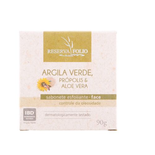 Sabonete Esfoliante Argila Verde e Própolis 90g – Reserva Folio