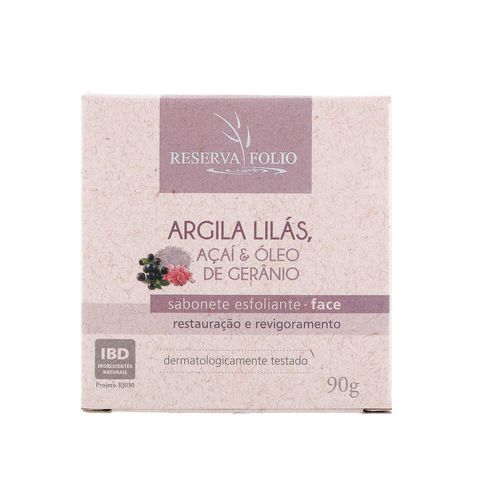 Sabonete Esfoliante Facial de Argila Lilás e Açaí 90g – Reserva Folio