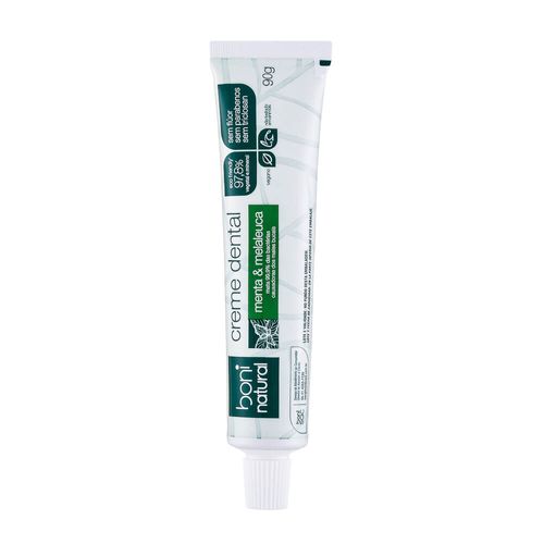 Creme Dental Vegano e Natural Menta e Melaleuca sem Flúor 90g – Boni Natural