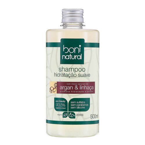 Shampoo Natural Hidratação Suave Argan e Linhaça 500ml – Boni Natural