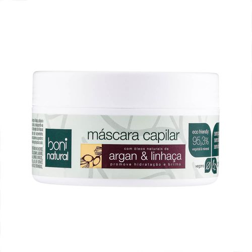 Máscara Capilar Natural Argan e Linhaça 250g – Boni Natural