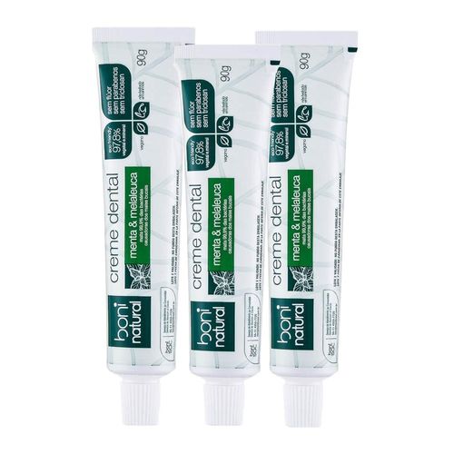 Kit 3 Pasta Dental Natural Menta e Melaleuca – Boni Natural