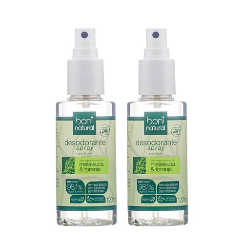 Kit com 2 Desodorantes Spray Natural Melaleuca e Toranja – Boni Natural