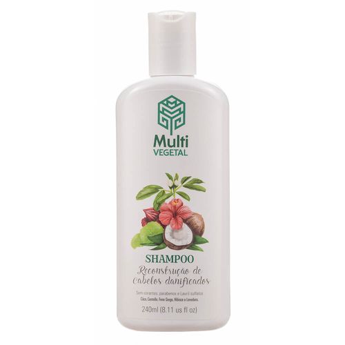 Shampoo Natural de Coco para Cabelos Danificados 240ml – Multi Vegetal