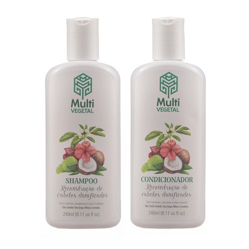 Kit Natural Shampoo e Condicionador de Coco para Cabelos Danificados - Multi Vegetal
