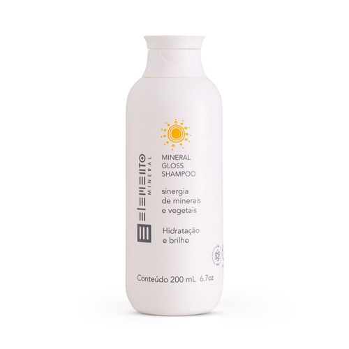 Shampoo Natural Gloss Argila Branca para Todos os Tipos de Cabelo 200ml – Elemento Mineral