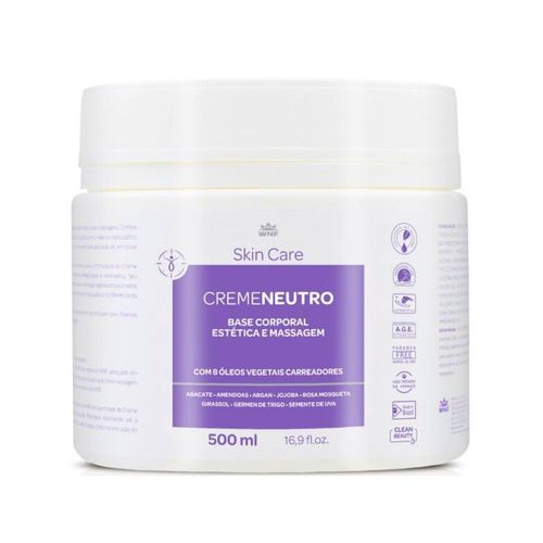 Creme Corporal Natural Neutro Base para Massagem 500ml - WNF