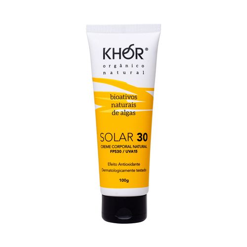 Protetor Solar Natural Facial e Corporal FPS 30 UVA 15 100g (nova fórmula) – Khor Cosmetics