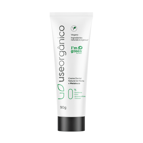 Creme Dental Natural e Vegano Sem Flúor de Menta e Melaleuca 90g - Use Orgânico