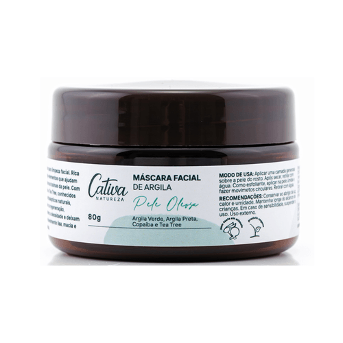 Máscara Facial Natural para Pele Oleosa 80g – Cativa Natureza