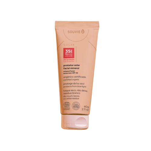 Protetor Solar Facial Mineral Orgânico FPS35 60g - Souvie