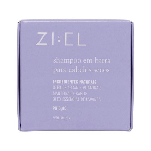 Shampoo em Barra Natural para Cabelos Secos 70g - Ziel Cosmetics