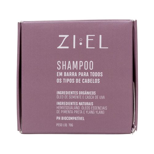 Shampoo em Barra Natural de Uva para Todos Tipos de Cabelos 70g - Ziel Cosmetics