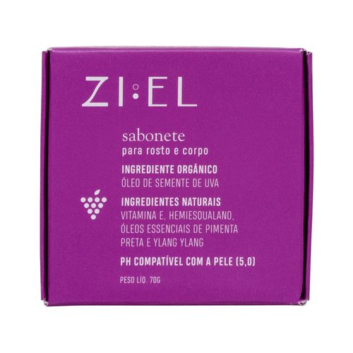 Sabonete Natural em Barra Facial e Corporal de Uva 70g - Ziel Cosmetics