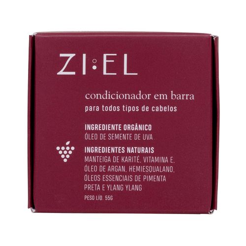 Condicionador em Barra Hidratante de Uva para Todos Tipos de Cabelos 55g - Ziel Cosmetics