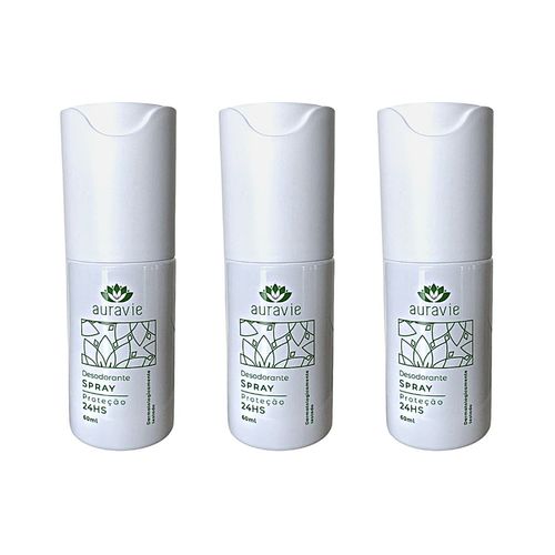 Kit com 03 Desodorantes Sprays Biológicos Aura Bioma 80ml - Auravie