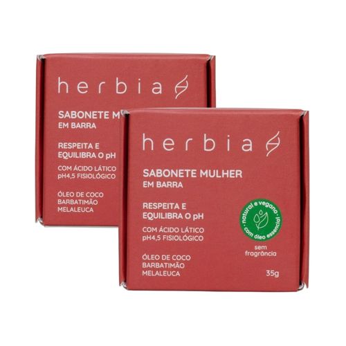 Kit com 02 Sabonetes Íntimos Mulher em Barra 35g - Herbia