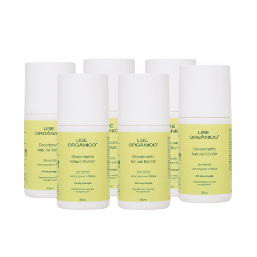 Kit com 6 Desodorantes Naturais Lemongrass Sálvia 55ml - Use Orgânico