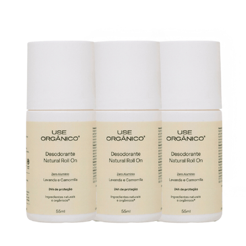 Kit com 3 Desodorantes Naturais Lavanda e Camomila 55ml - Use Orgânico