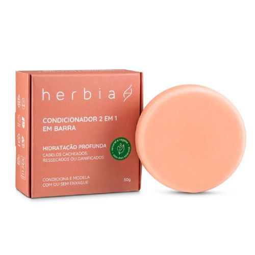 Condicionador em Barra Natural 2 em 1 para Cabelos Cacheados 50g - Herbia
