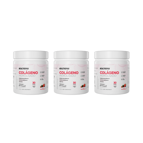 Kit com 3 Colágenos Hidrolisados com Ácido Hialurônico Healthspan 150g - Use Orgânico