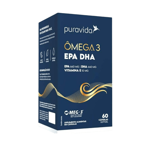 Ômega 3 EPA DHA 60 Cápsulas - Puravida