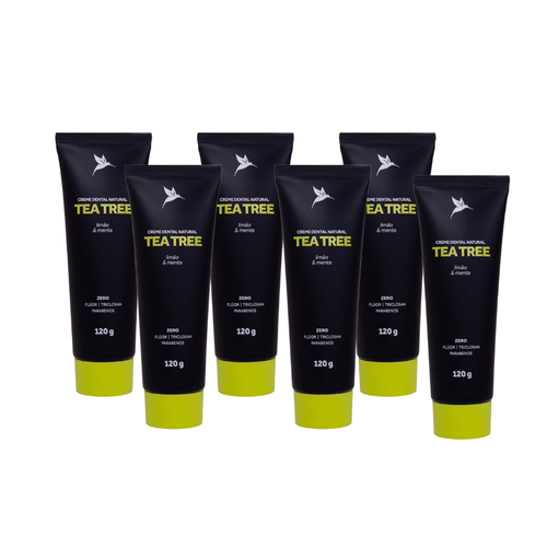 Kit com 6 Cremes Dentais Naturais de Tea Tree, Limão e Menta 120g - Puravida