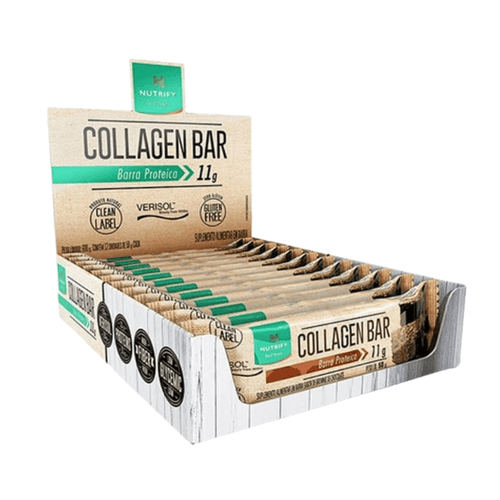 Kit com 10 Barras de Proteína com Colágeno Collagen Bar Brownie de Chocolate 50g - Nutrify