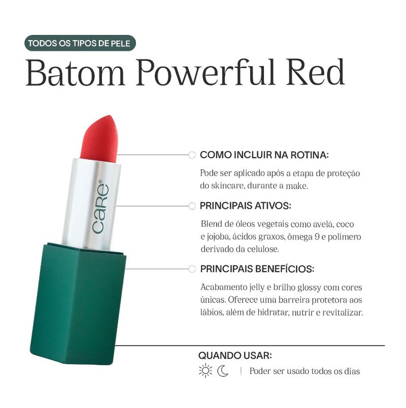 Batom-Lipstick-Powerful-Red-33g---Care-Natural-Beauty