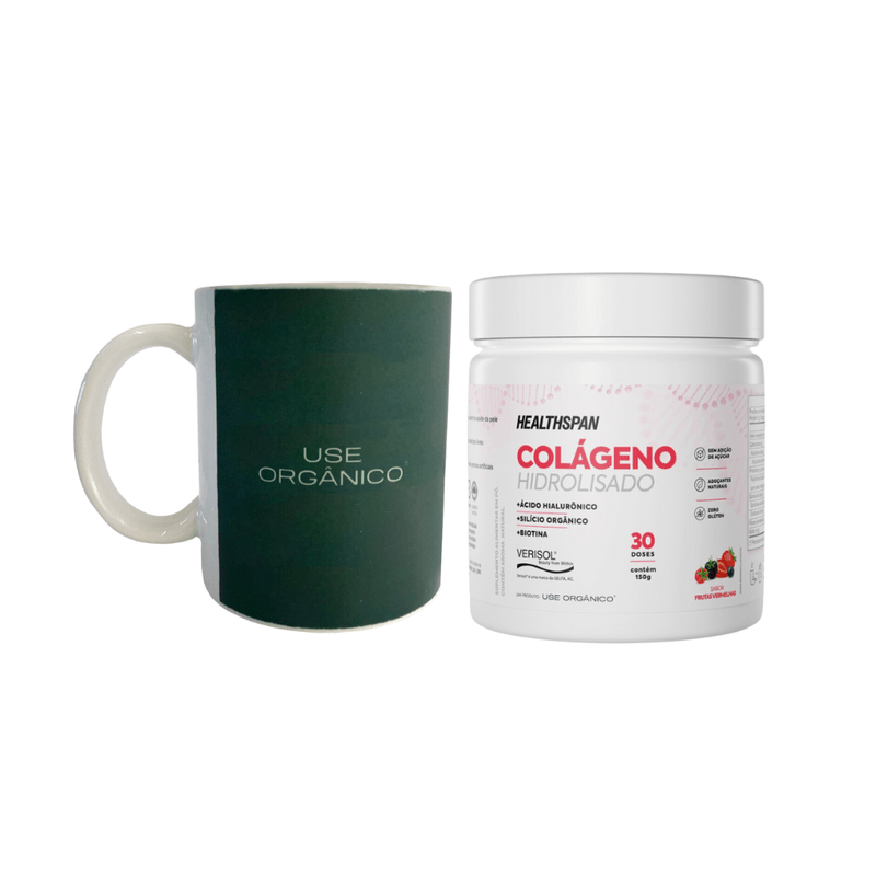 Kit-com-Colageno-Hidrolisado-com-Acido-Hialuronico-Healthspan-e-Caneca-Exclusiva-Verde-Musgo---Use-Organico