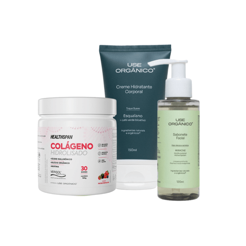 Kit Corporal com Colágeno Hidrolisado com Ácido Hialurônico Healthspan - Use Orgânico