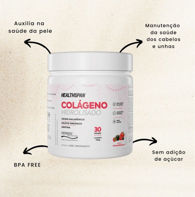 Kit Corporal com Colágeno Hidrolisado com Ácido Hialurônico Healthspan - Use Orgânico