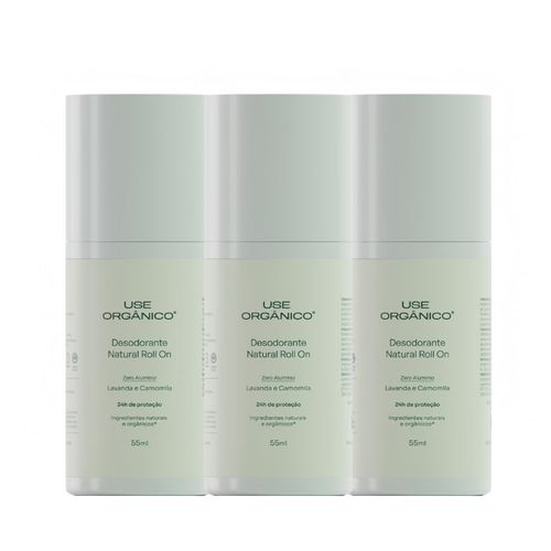 Kit com 3 Desodorantes Naturais de Lavanda e Camomila 55ml - Use Orgânico